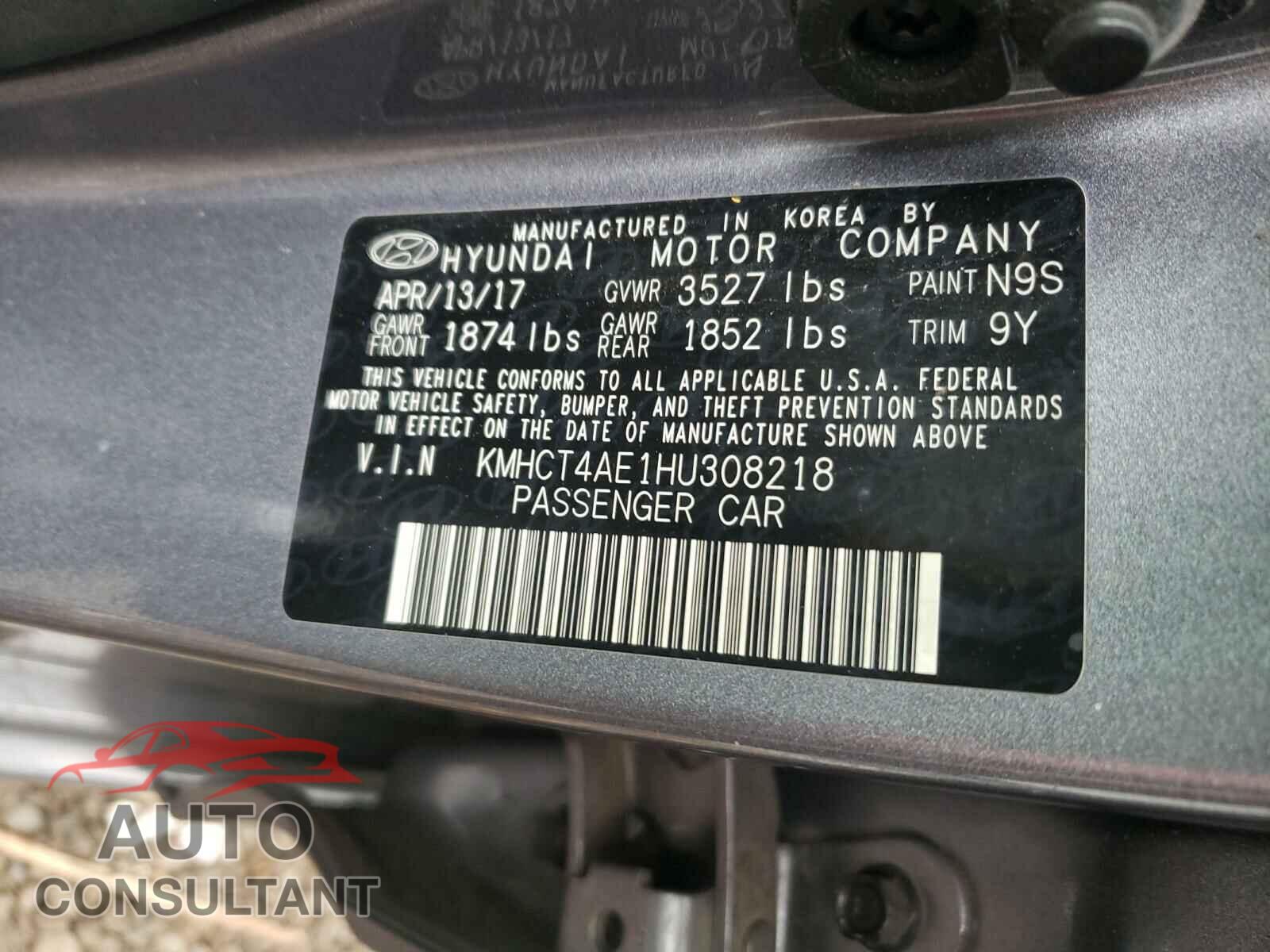 HYUNDAI ACCENT 2017 - KMHCT4AE1HU308218