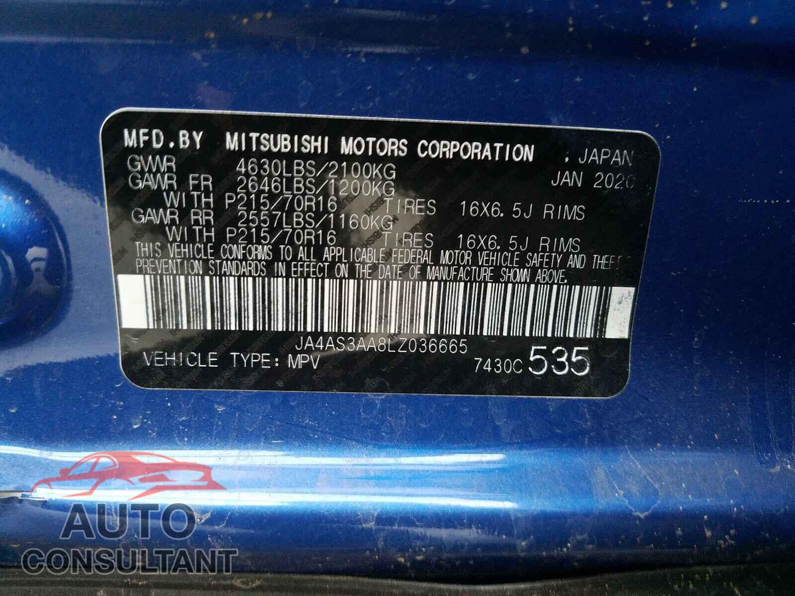 MITSUBISHI ECLIPSE 2020 - JA4AS3AA8LZ036665