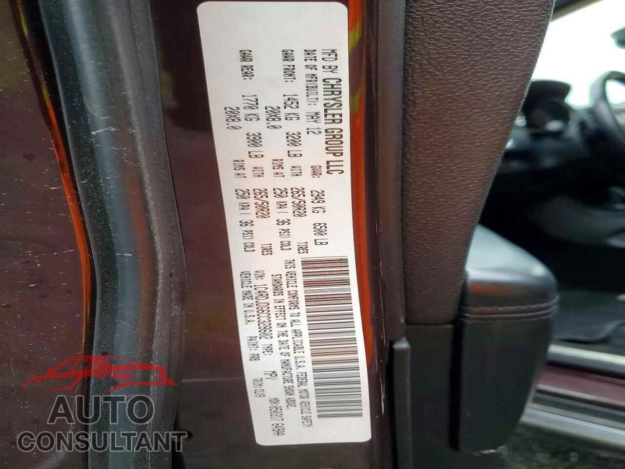 DODGE DURANGO 2012 - 1C4RDJDG6CC328602