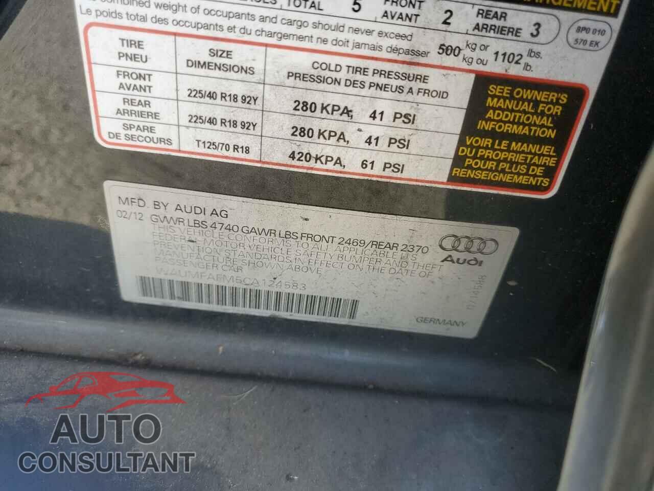 AUDI A3 2012 - WAUMFAFM5CA124583