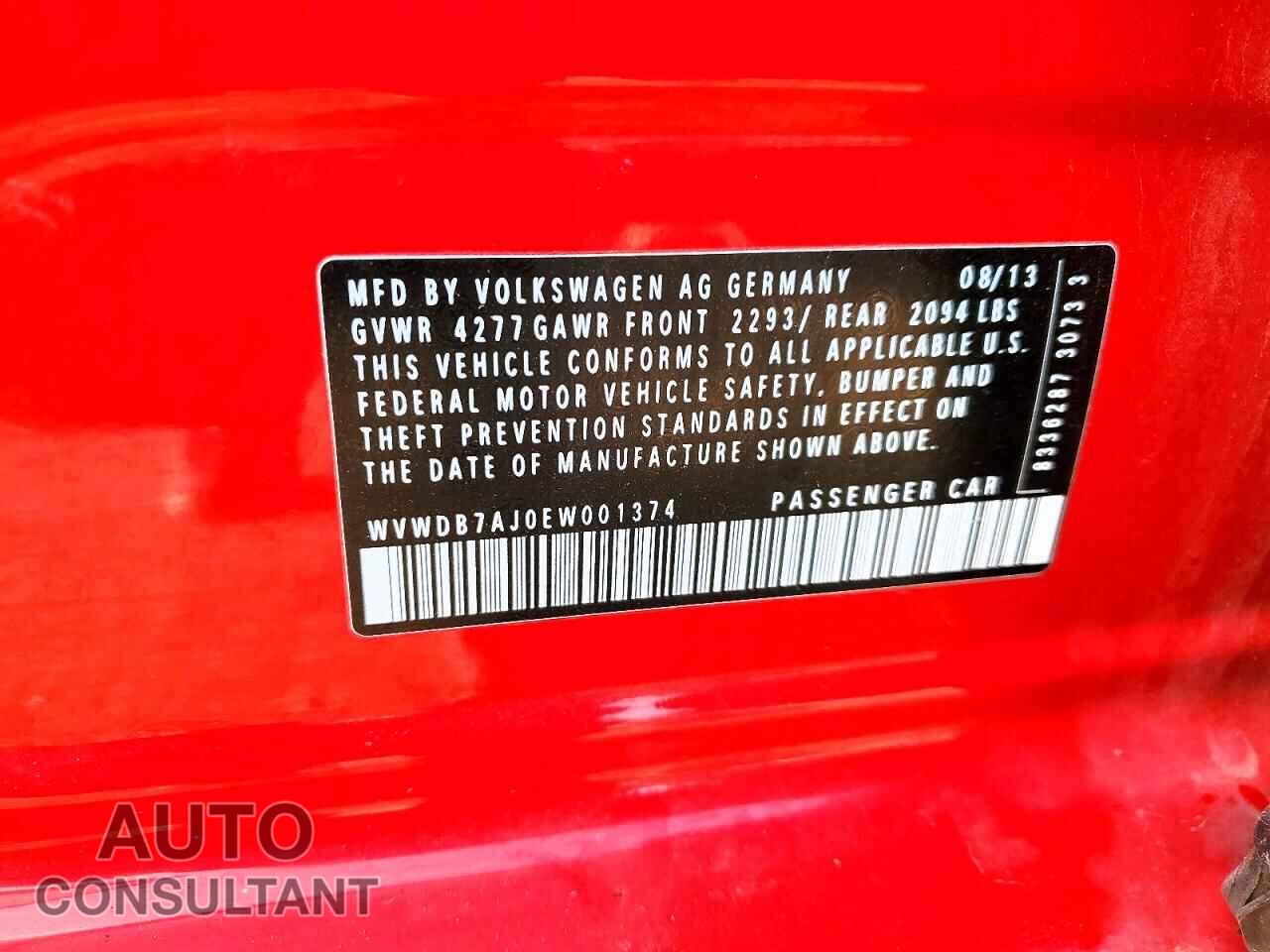 VOLKSWAGEN GOLF 2014 - WVWDB7AJ0EW001374