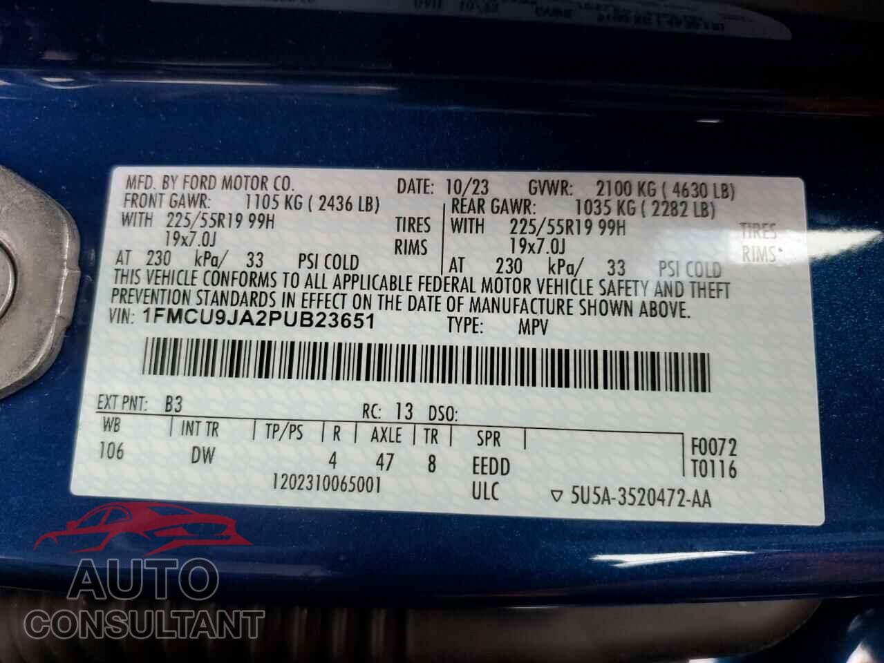 FORD ESCAPE PLA 2023 - 1FMCU9JA2PUB23651