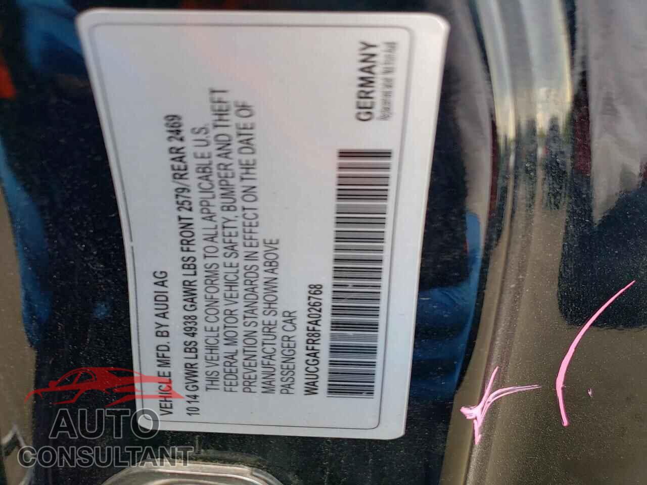 AUDI S5/RS5 2015 - WAUCGAFR8FA026768