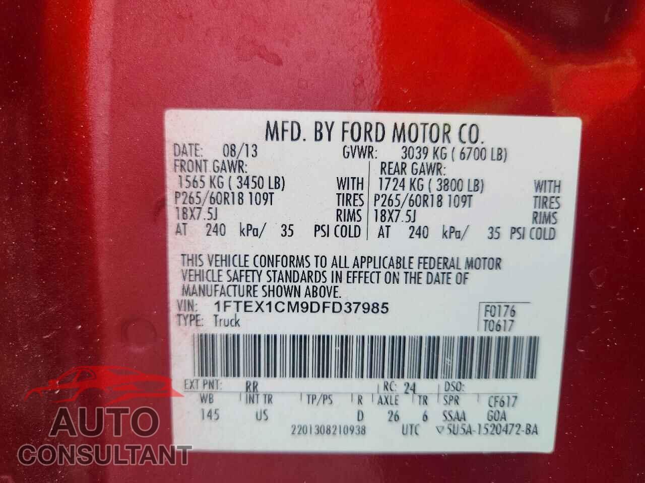 FORD F150 2013 - 1FTEX1CM9DFD37985