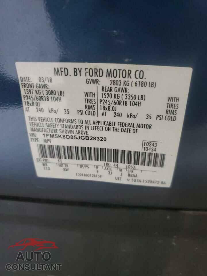 FORD EXPLORER 2018 - 1FM5K8D85JGB28320
