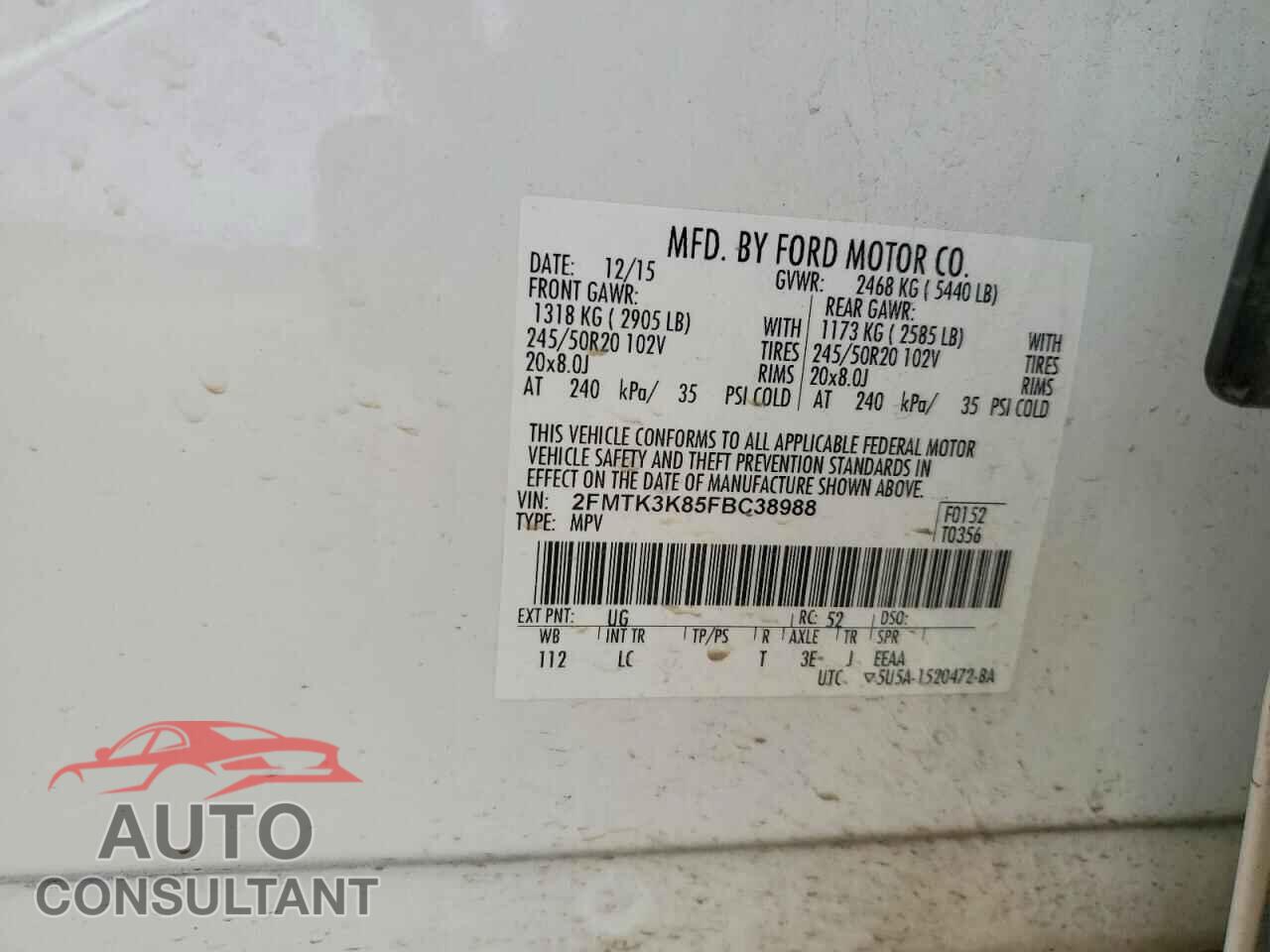 FORD EDGE 2015 - 2FMTK3K85FBC38988
