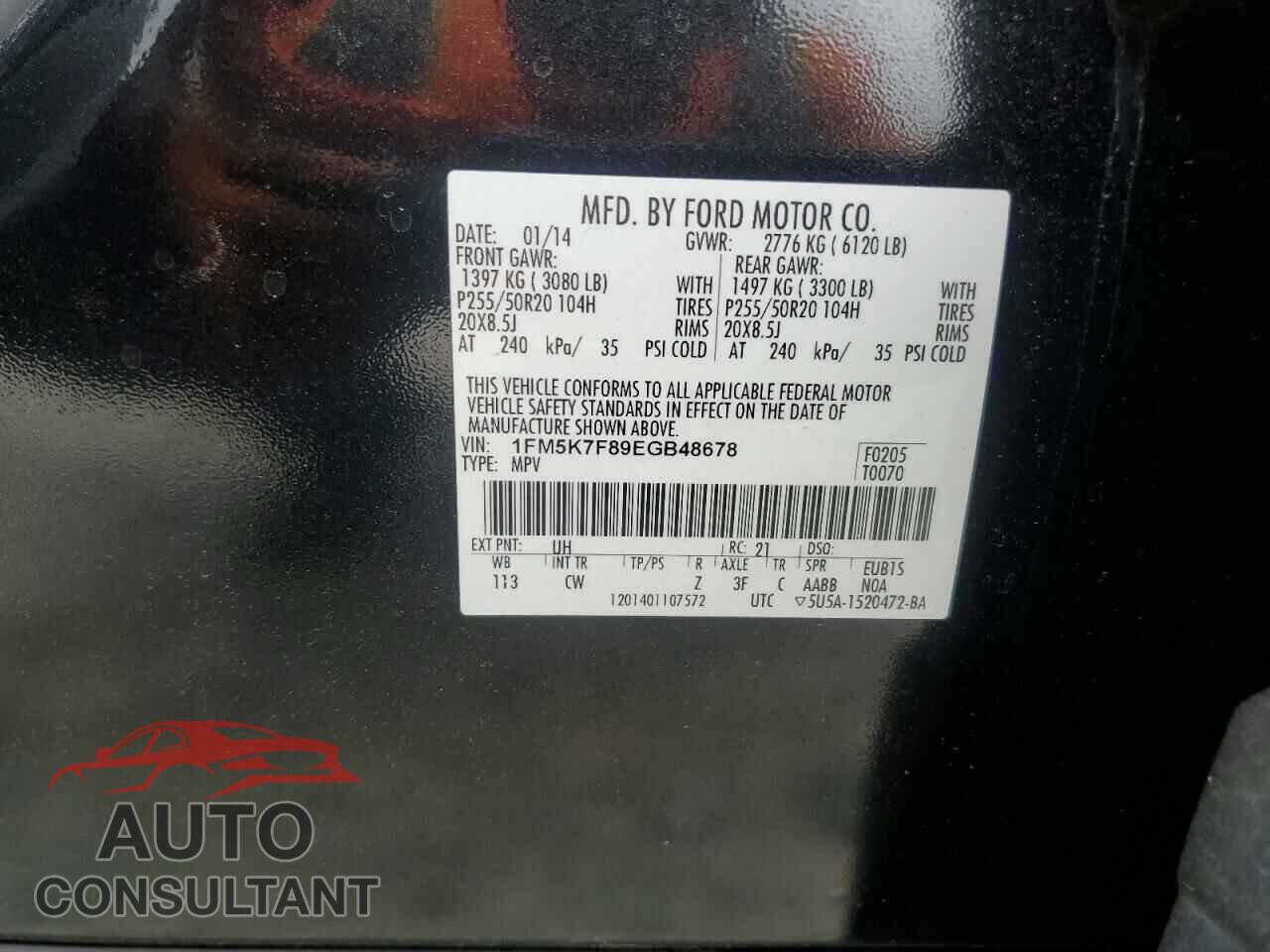 FORD EXPLORER 2014 - 1FM5K7F89EGB48678