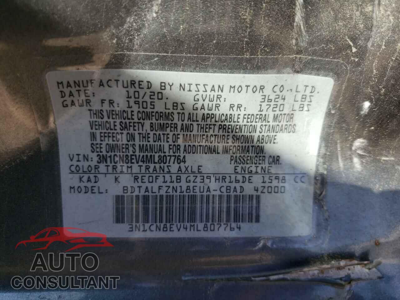 NISSAN VERSA 2021 - 3N1CN8EV4ML807764