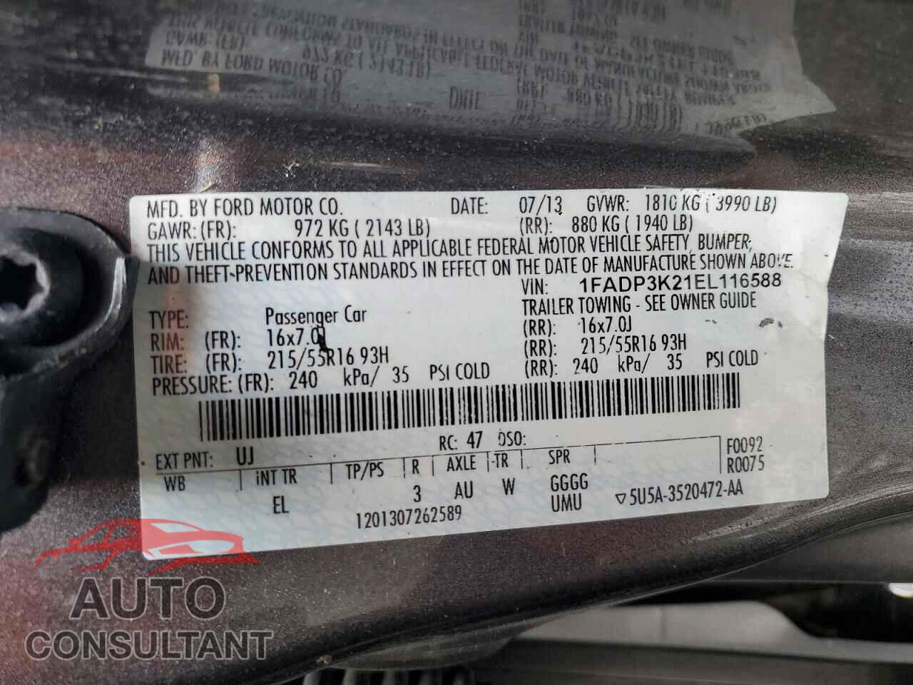 FORD FOCUS 2014 - 1FADP3K21EL116588