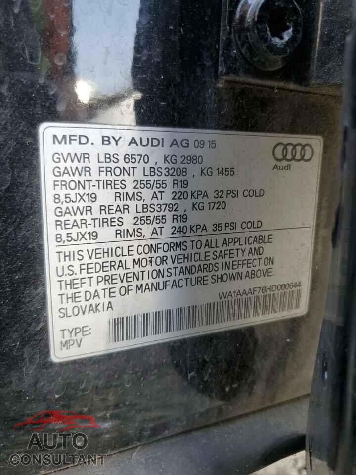 AUDI Q7 2017 - WA1AAAF76HD000644