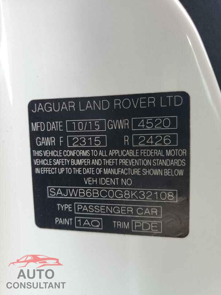 JAGUAR F-TYPE 2016 - SAJWB6BC0G8K32108