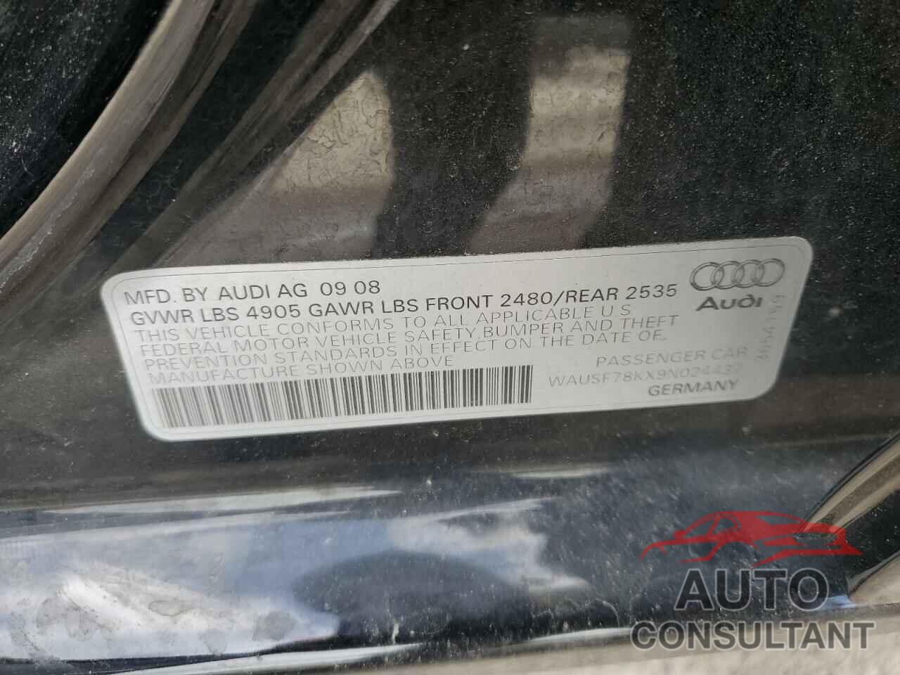AUDI A4 2009 - WAUSF78KX9N024437