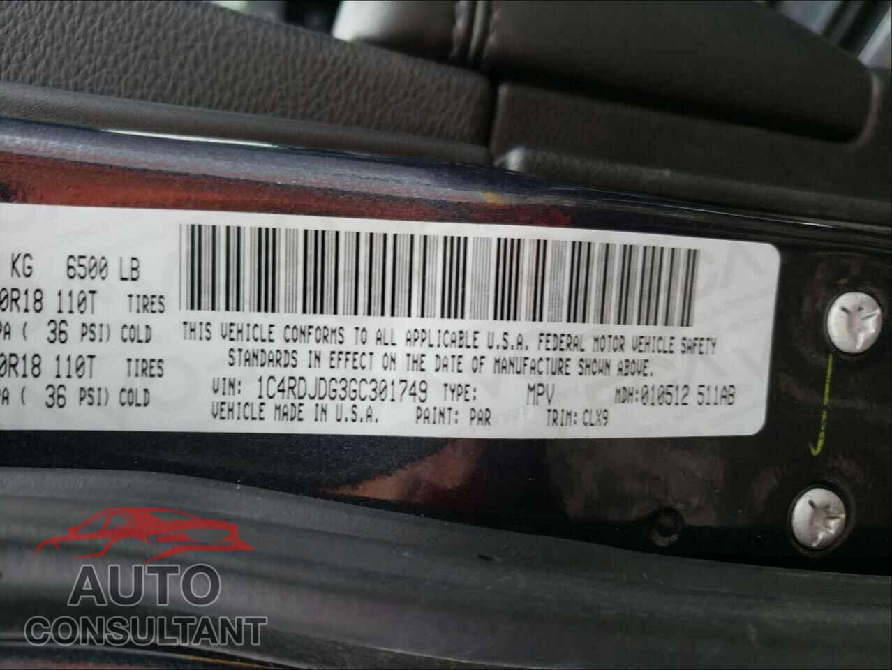 DODGE DURANGO 2016 - 1C4RDJDG3GC301749