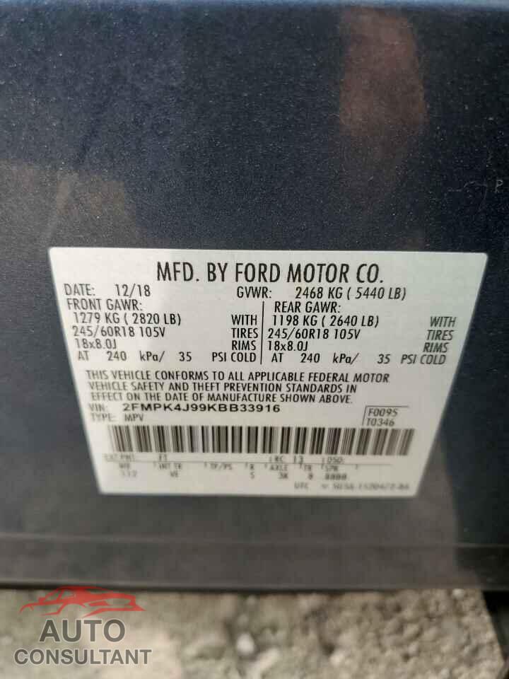 FORD EDGE 2019 - 2FMPK4J99KBB33916