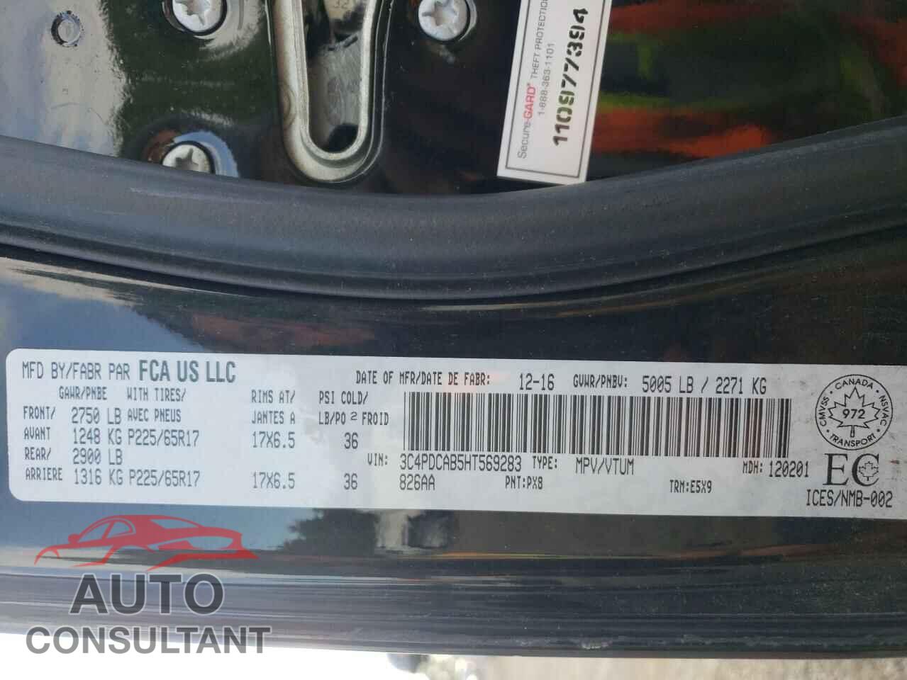 DODGE JOURNEY 2017 - 3C4PDCAB5HT569283