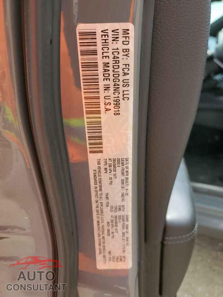 DODGE DURANGO 2022 - 1C4RDJDG4NC199018