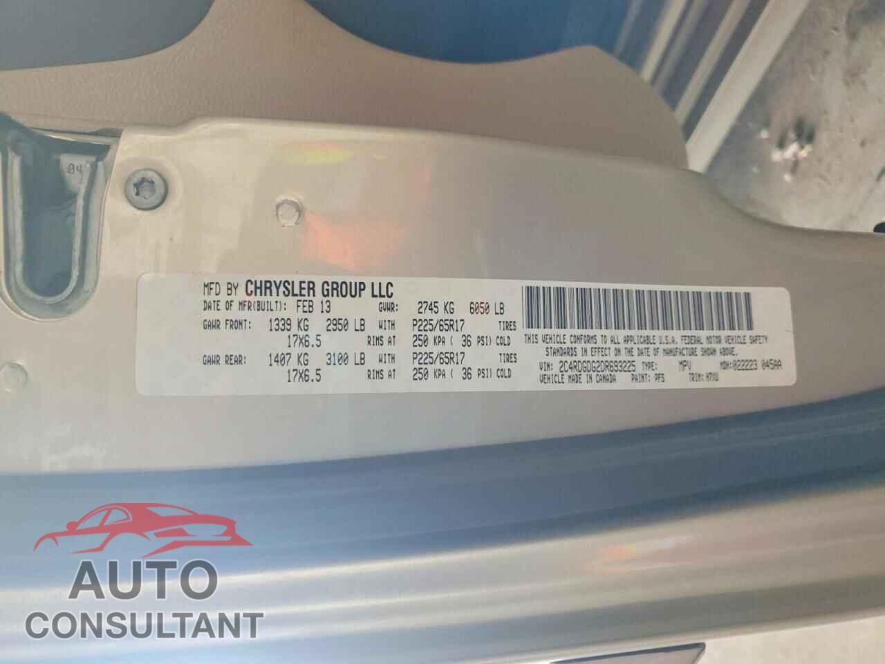 DODGE CARAVAN 2013 - 2C4RDGDG2DR693225