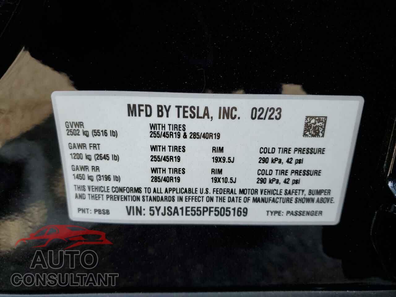 TESLA MODEL S 2023 - 5YJSA1E55PF505169