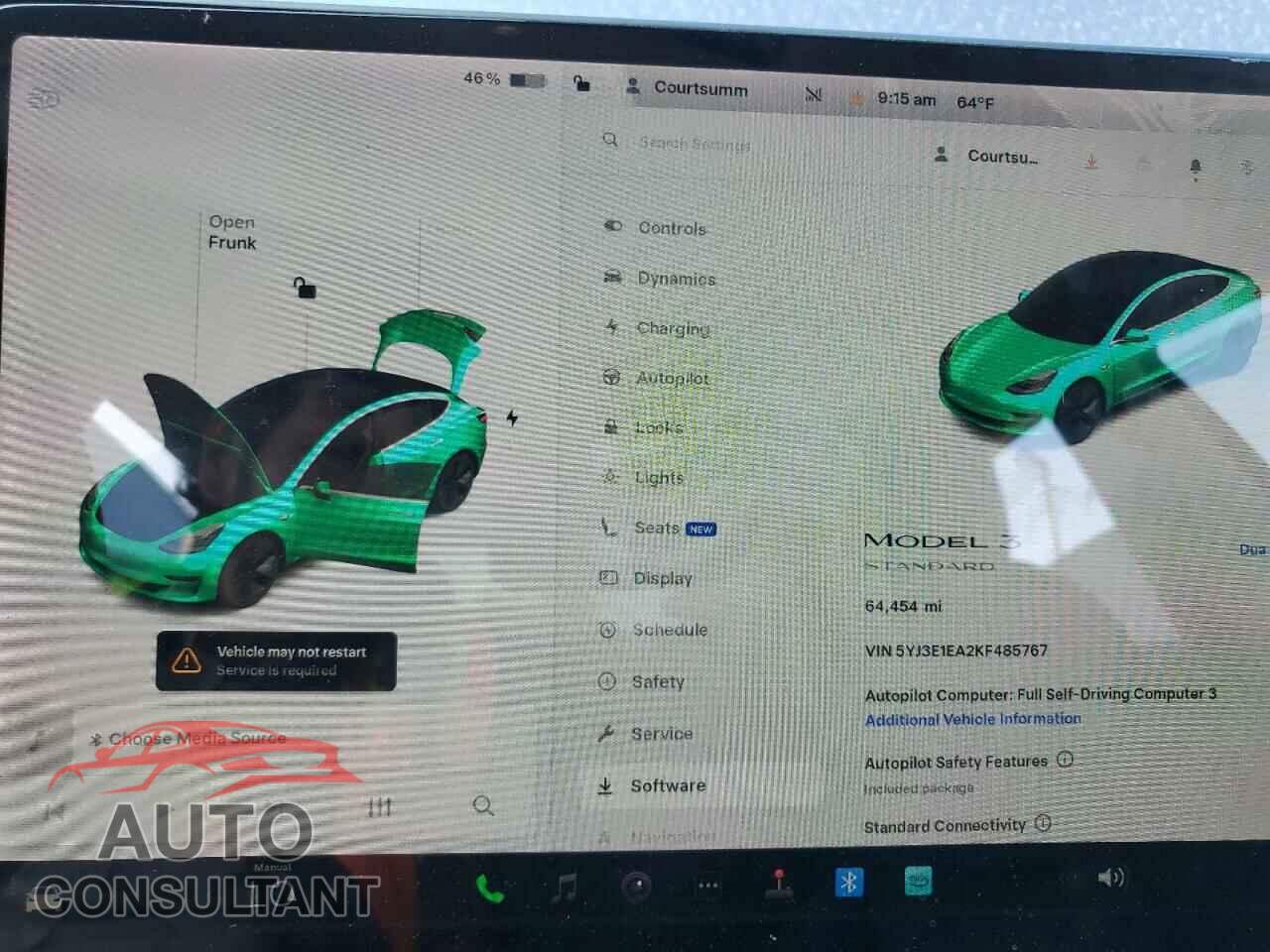 TESLA MODEL 3 2019 - 5YJ3E1EA2KF485767