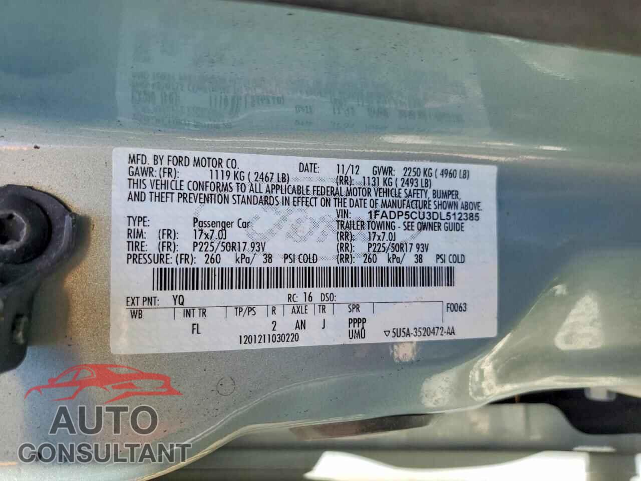 FORD CMAX 2013 - 1FADP5CU3DL512385