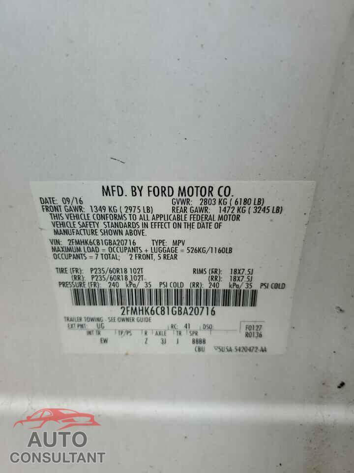 FORD FLEX 2016 - 2FMHK6C81GBA20716