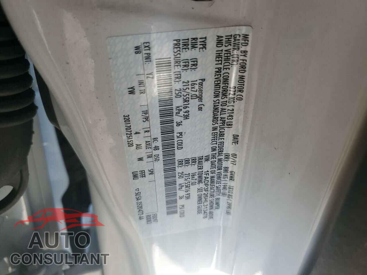 FORD FOCUS 2017 - 1FADP3F26HL313478