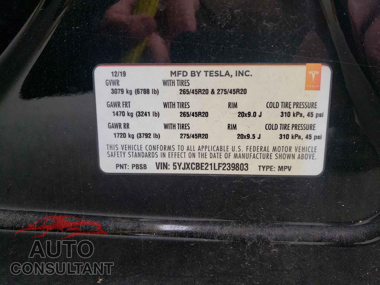 TESLA MODEL X 2020 - 5YJXCBE21LF239803