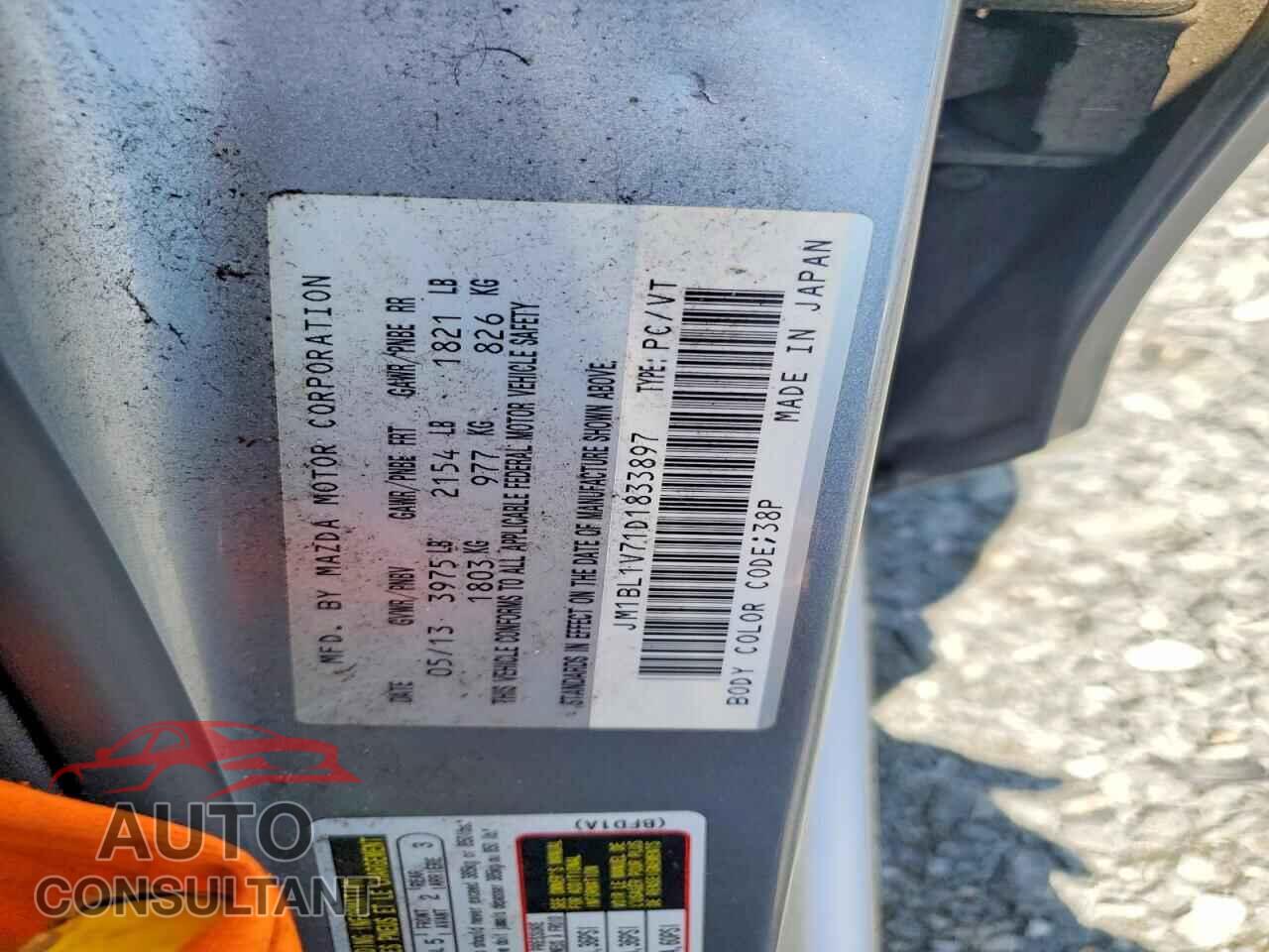 MAZDA 3 2013 - JM1BL1V71D1833897