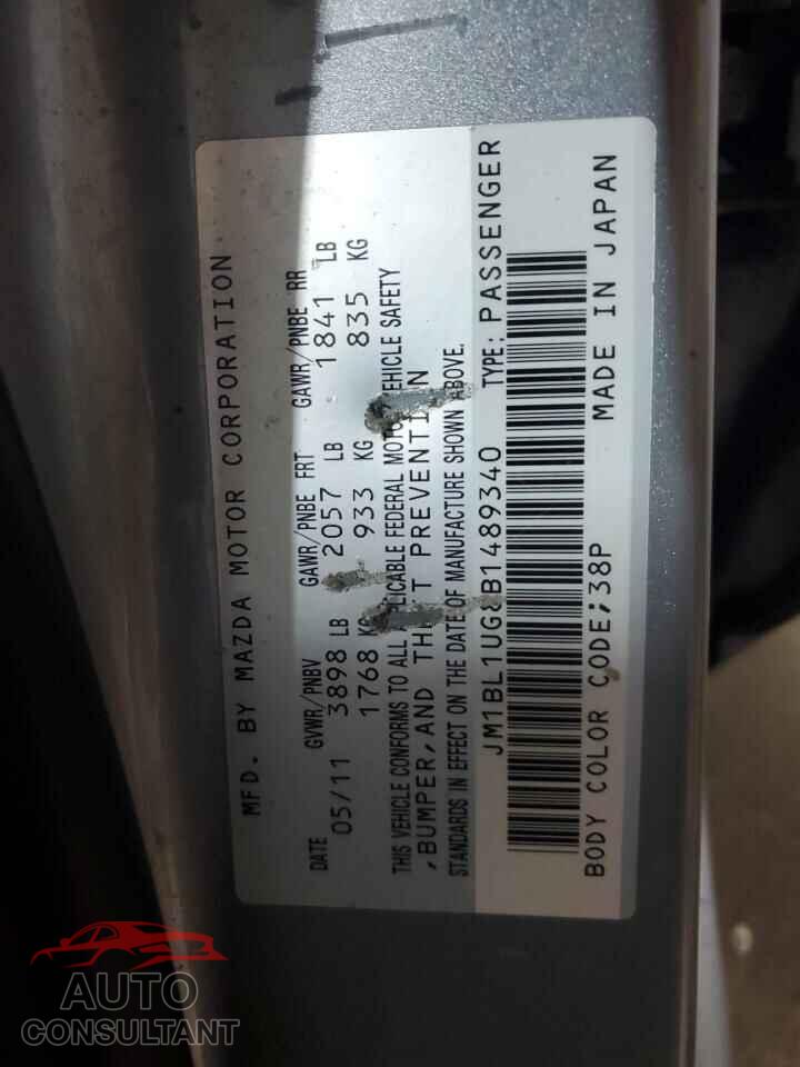MAZDA 3 2011 - JM1BL1UG8B1489340