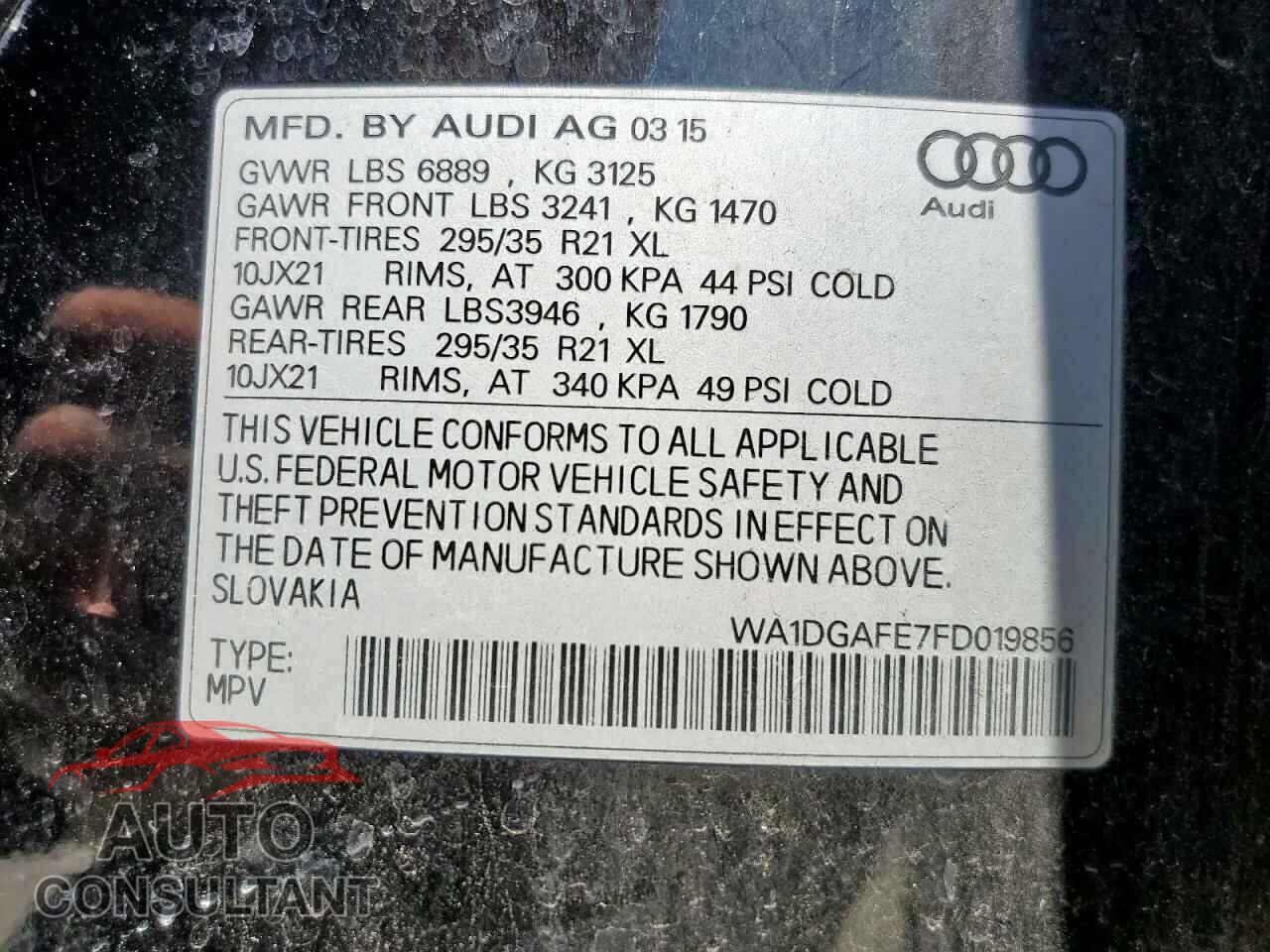AUDI Q7 2015 - WA1DGAFE7FD019856