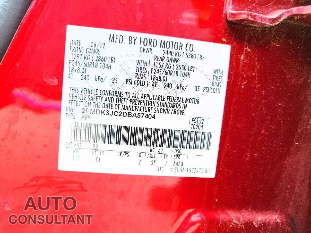 FORD EDGE 2013 - 2FMDK3JC2DBA57404