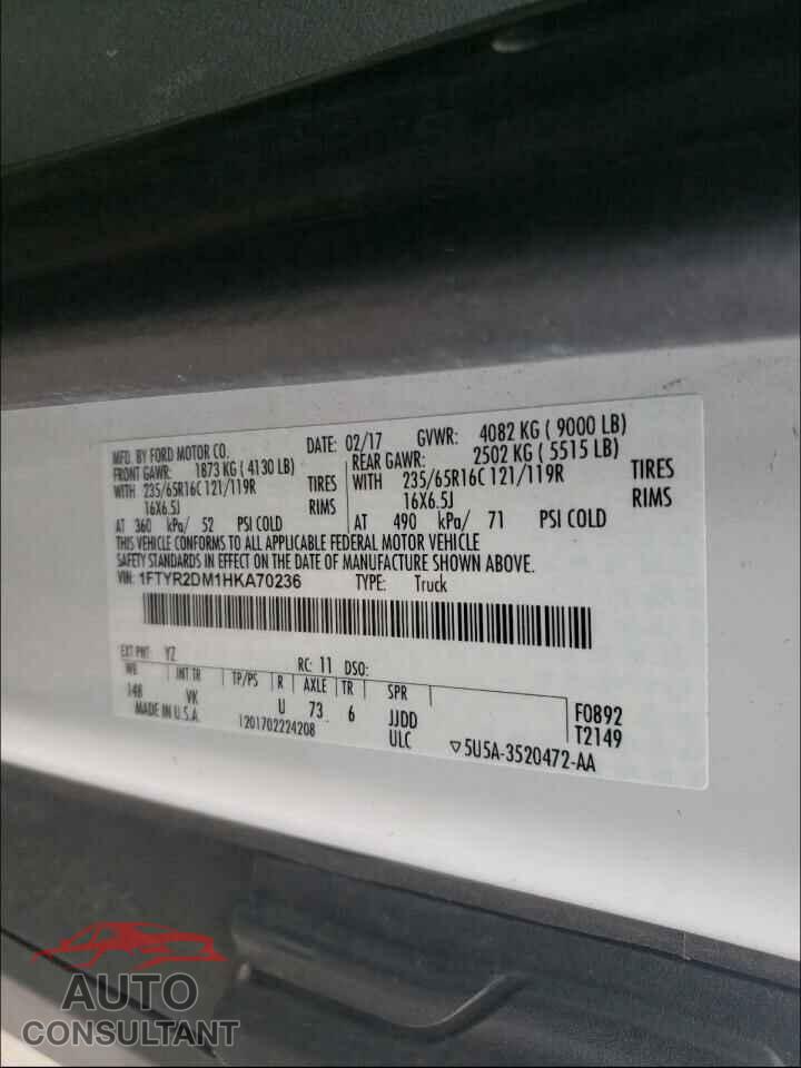 FORD TRANSIT CO 2017 - 1FTYR2DM1HKA70236