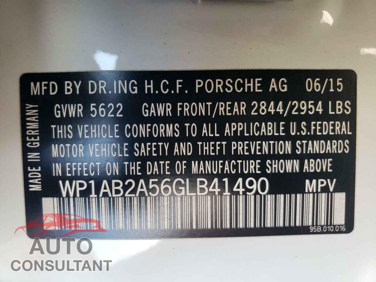 PORSCHE MACAN 2016 - WP1AB2A56GLB41490