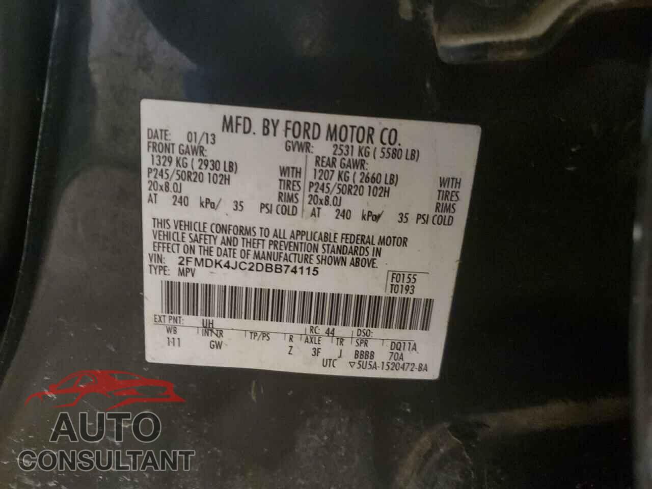 FORD EDGE 2013 - 2FMDK4JC2DBB74115