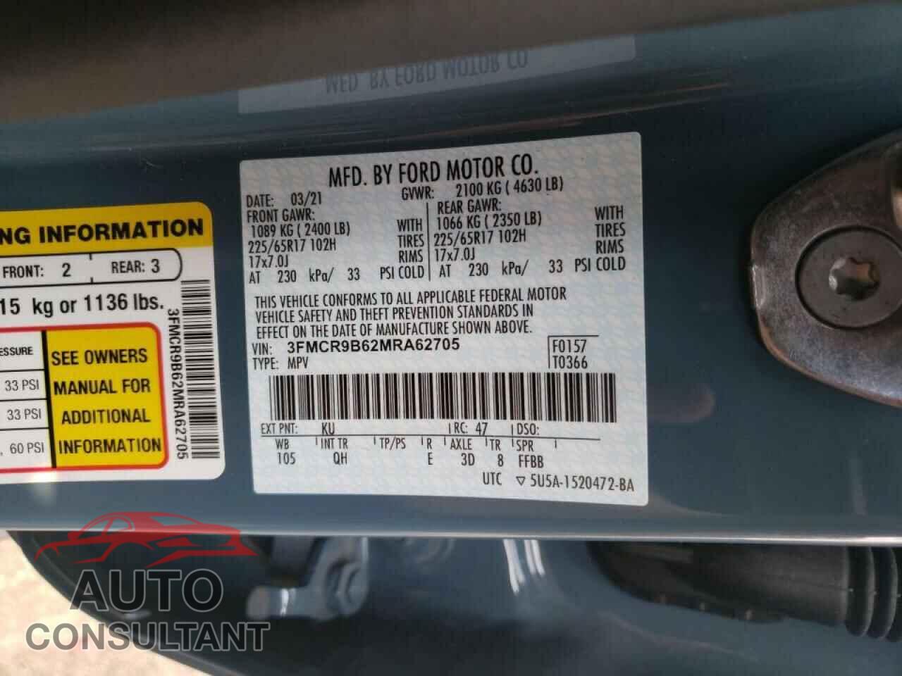FORD BRONCO 2021 - 3FMCR9B62MRA62705