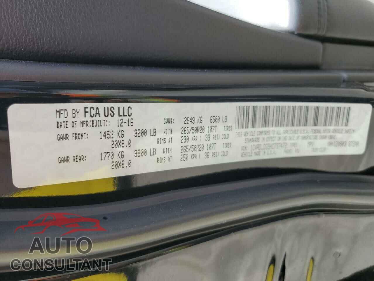DODGE DURANGO 2017 - 1C4RDJDG5HC737472