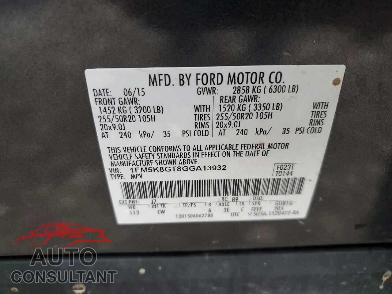 FORD EXPLORER 2016 - 1FM5K8GT8GGA13932