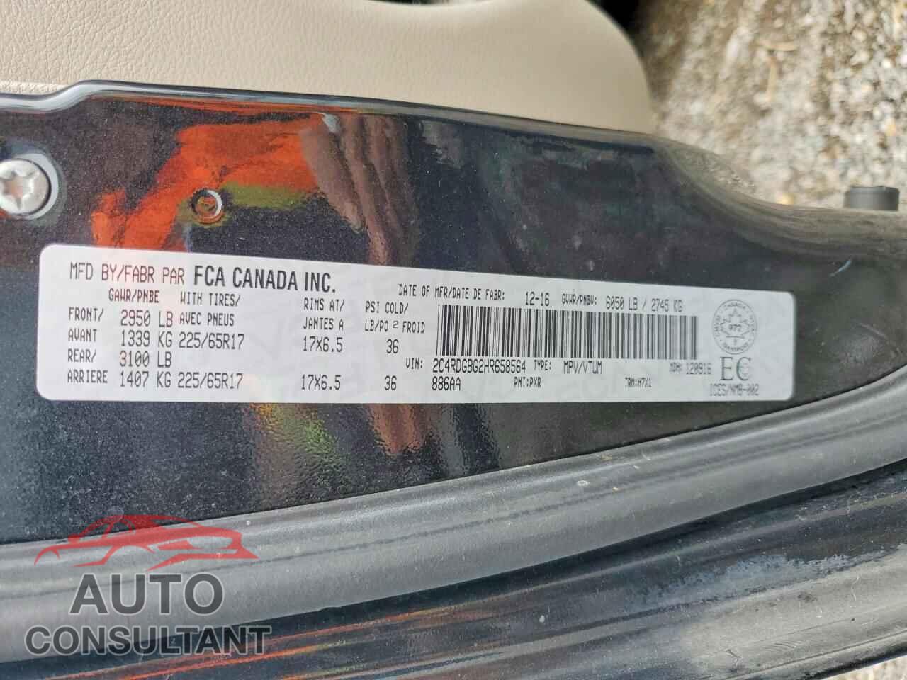 DODGE CARAVAN 2017 - 2C4RDGBG2HR658564