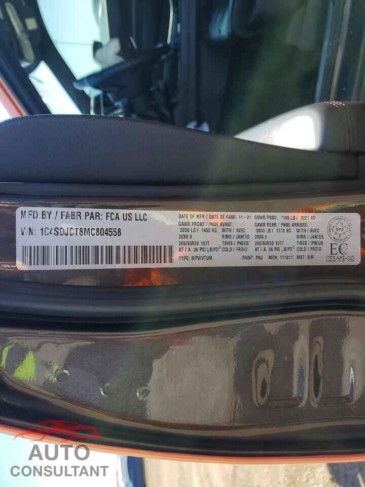 DODGE DURANGO 2021 - 1C4SDJCT8MC804558