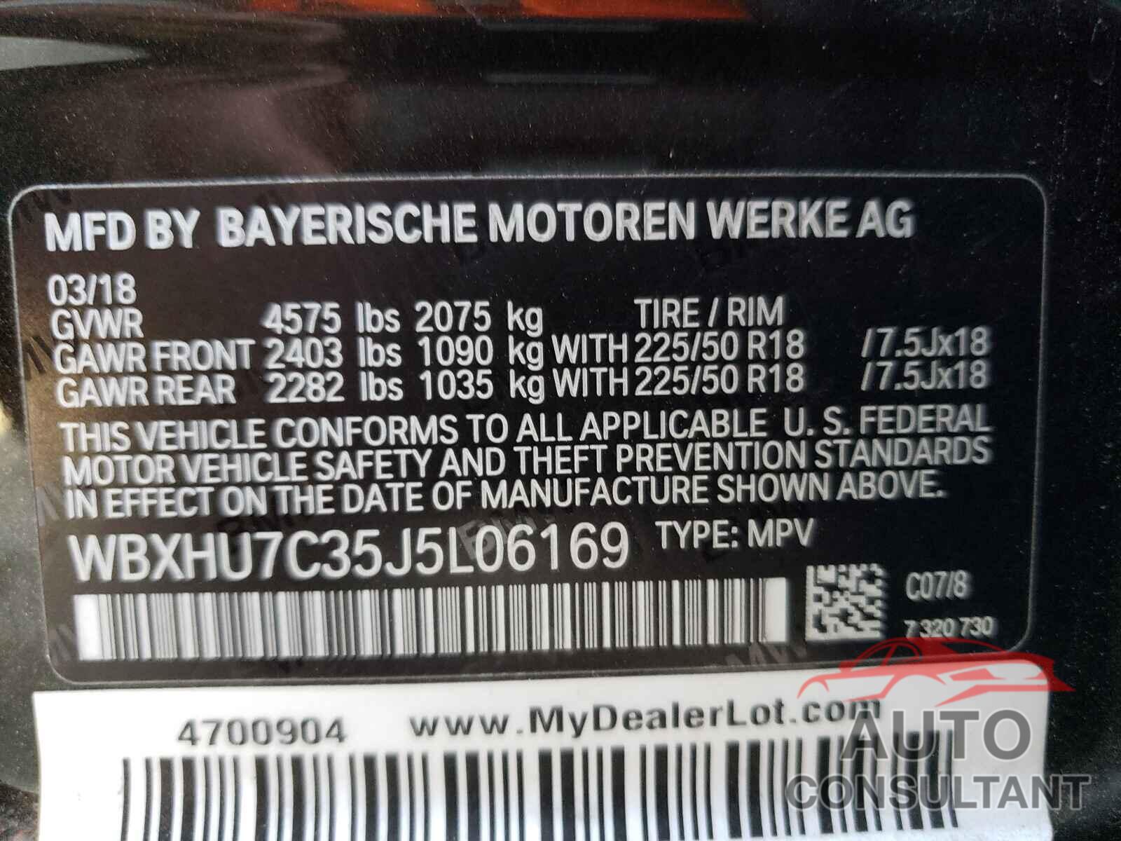 BMW X1 2018 - WBXHU7C35J5L06169