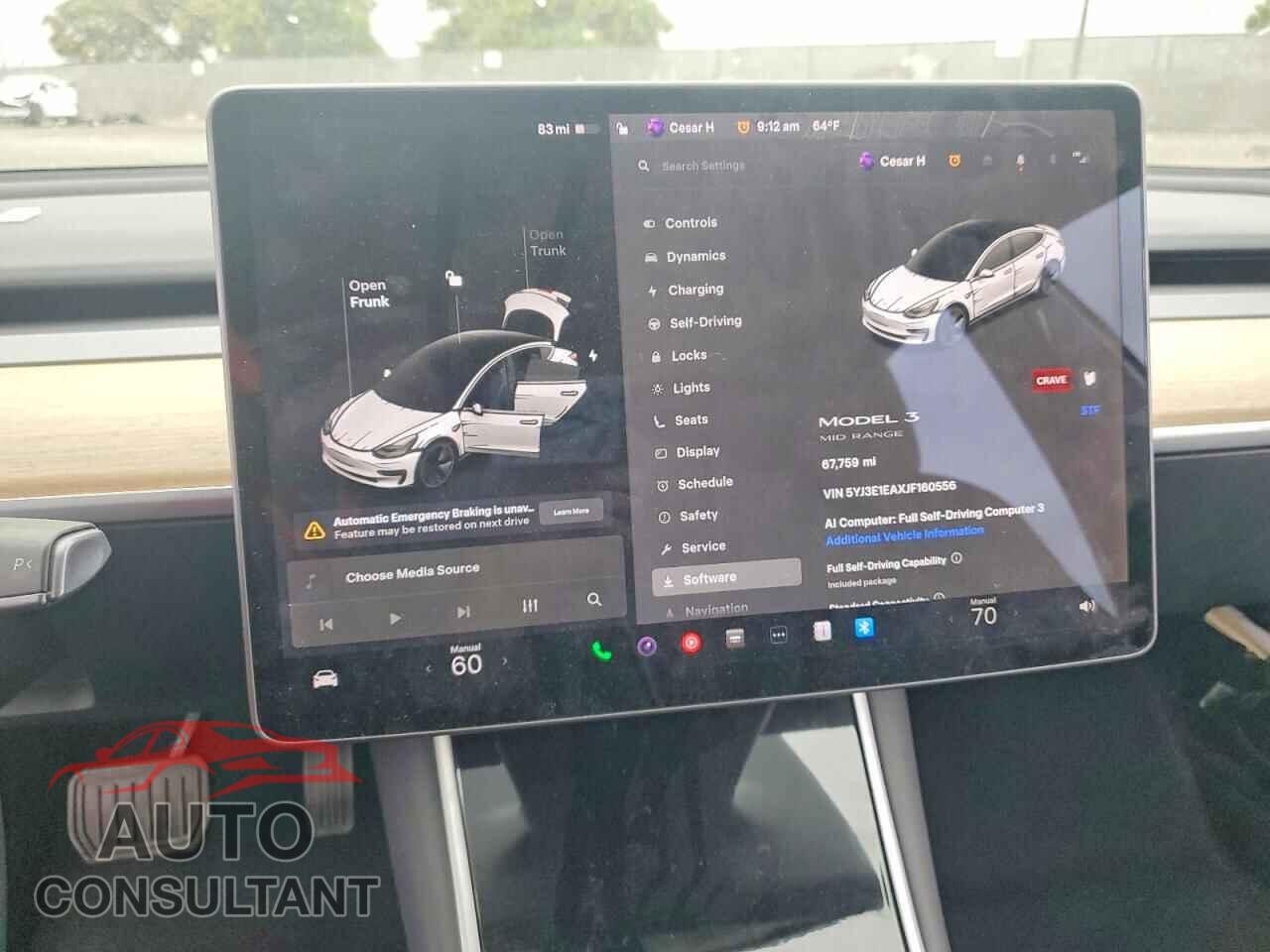 TESLA MODEL 3 2018 - 5YJ3E1EAXJF160556