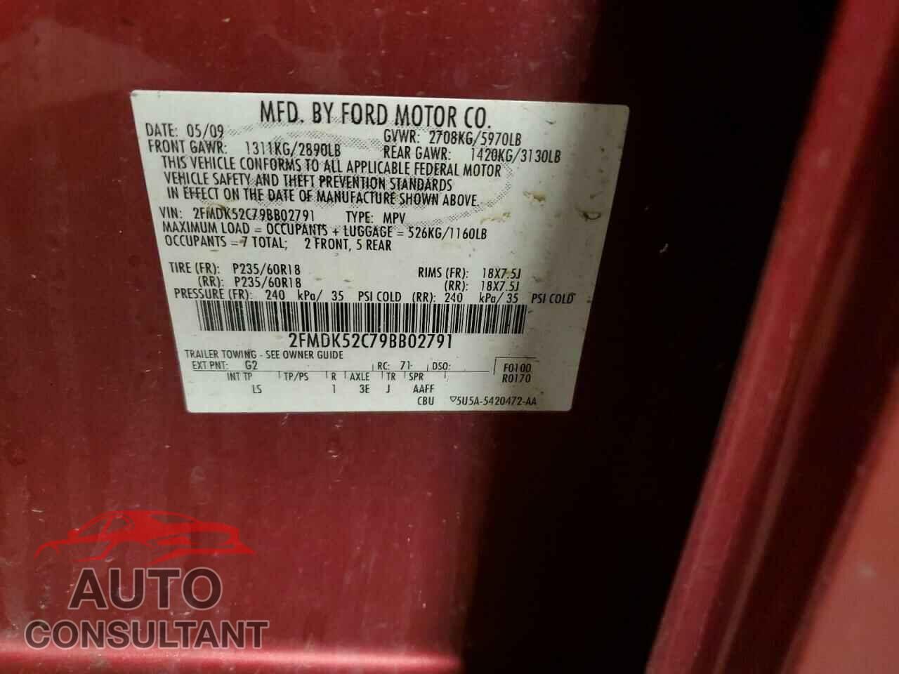 FORD FLEX 2009 - 2FMDK52C79BB02791