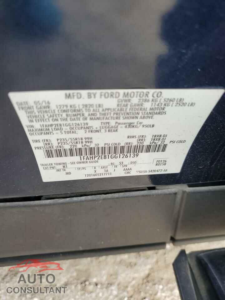FORD TAURUS 2016 - 1FAHP2E81GG126139