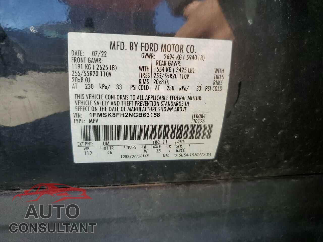 FORD EXPLORER 2022 - 1FMSK8FH2NGB63158