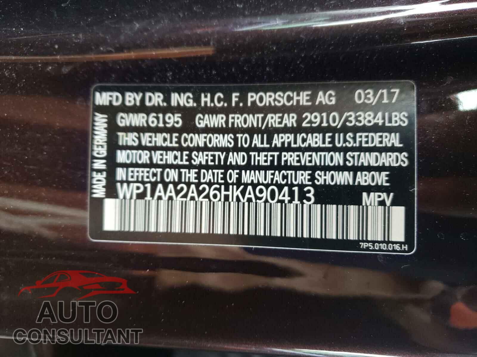 PORSCHE CAYENNE 2017 - WP1AA2A26HKA90413