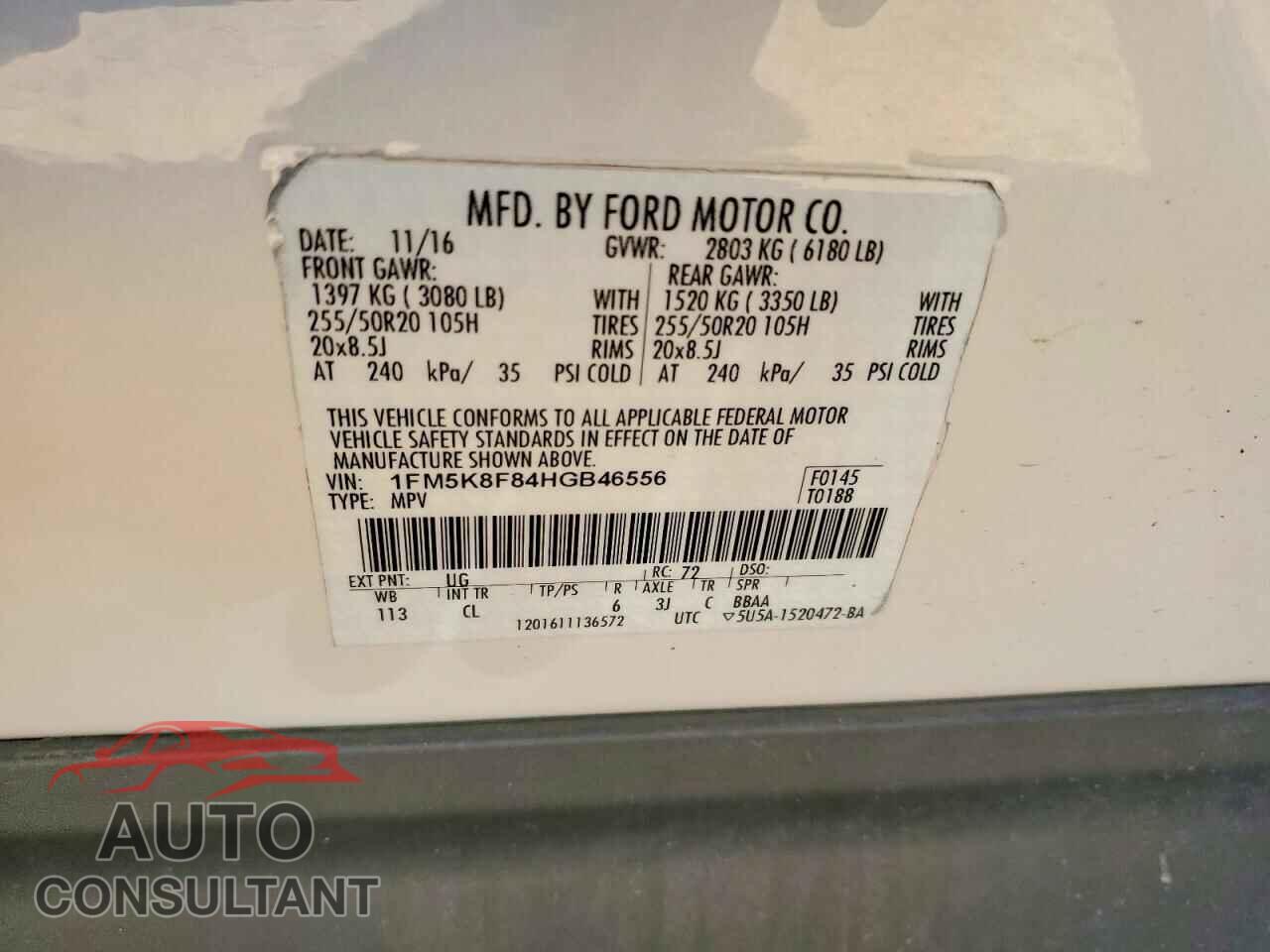 FORD EXPLORER 2017 - 1FM5K8F84HGB46556