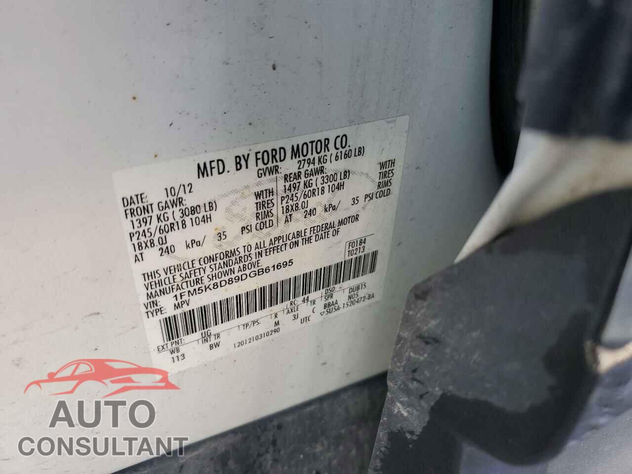 FORD EXPLORER 2013 - 1FM5K8D89DGB61695