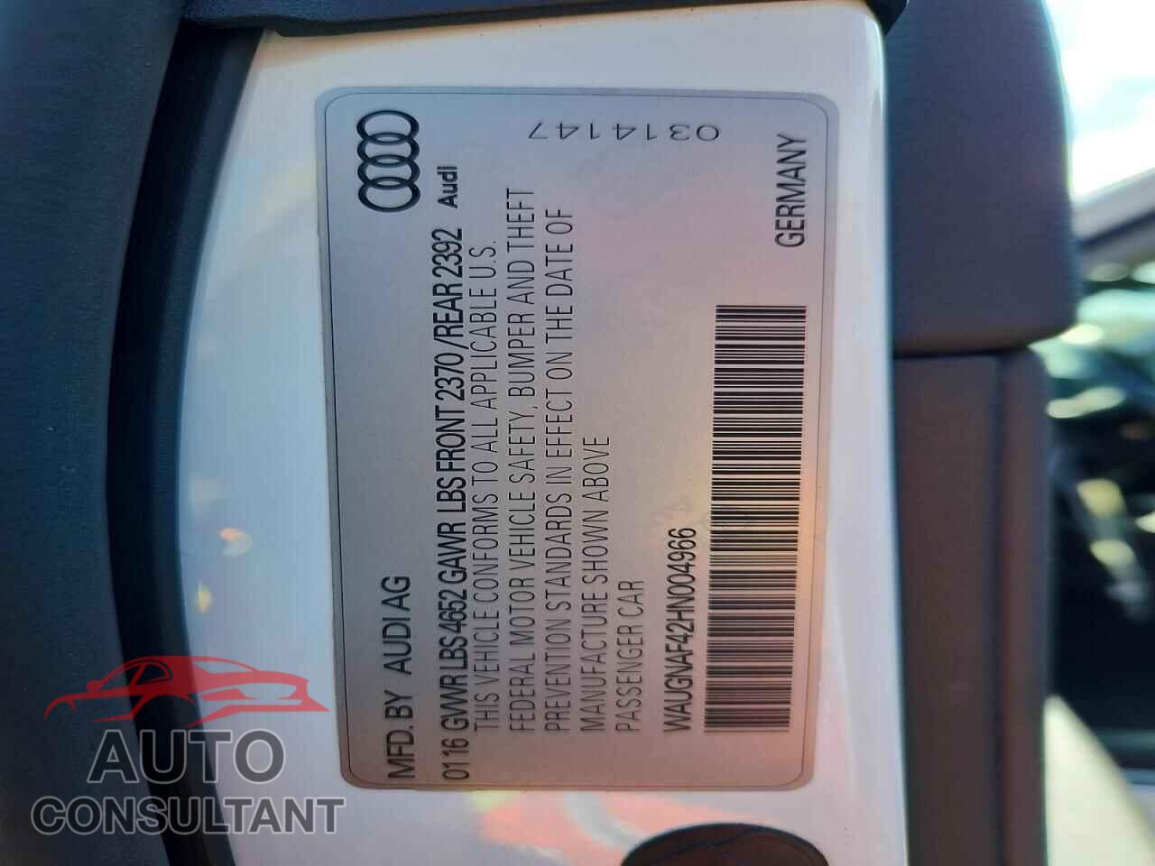AUDI A4 2017 - WAUGNAF42HN004966
