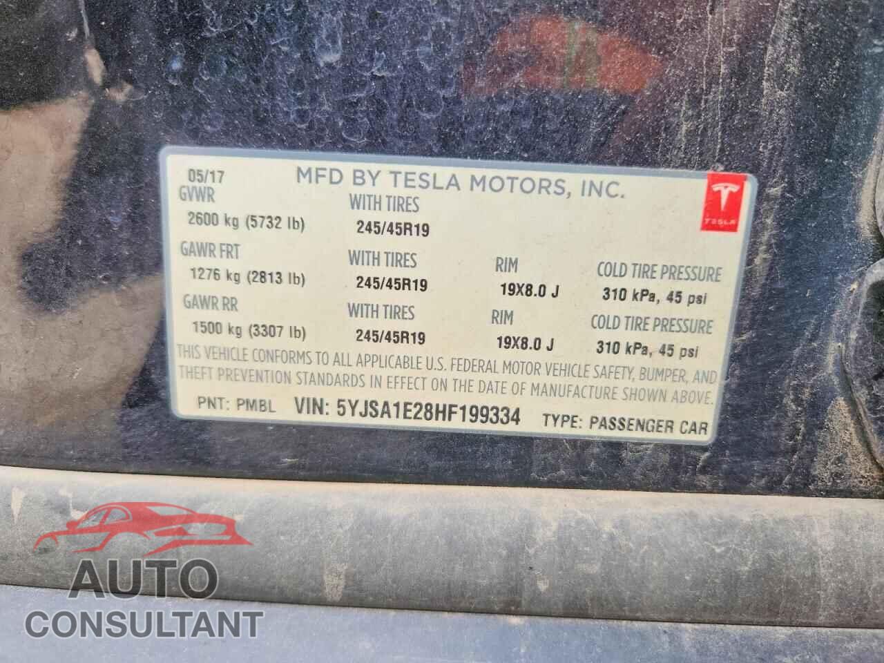 TESLA MODEL S 2017 - 5YJSA1E28HF199334