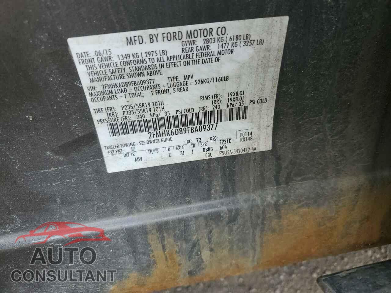 FORD FLEX 2015 - 2FMHK6D89FBA09377